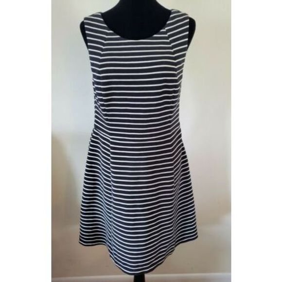 NWT International Concepts Black White Striped Sleeveless A Line Dress SZ L Larg - Picture 3 of 7